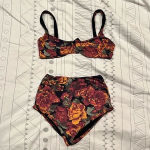 Indah High Waist Bikini in Black Rose